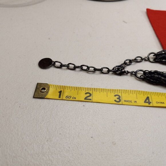 Long Black Five Strand Mesh Chain Necklace and Bracelet - Picture 5 of 9